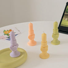 Load image into Gallery viewer, cute pastel heart pillar candles on a table
