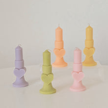 Load image into Gallery viewer, Cute heart pillar pastel candles