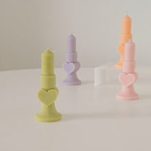 Load image into Gallery viewer, Olive green pastel heart candle