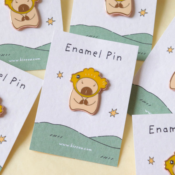 Capybara Fish Hat Enamel Pin