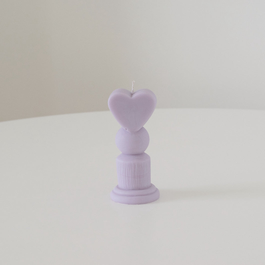Lilac heart shaped candle