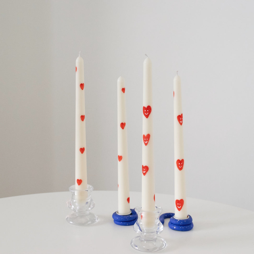 Heart and heart smiley tapered candles