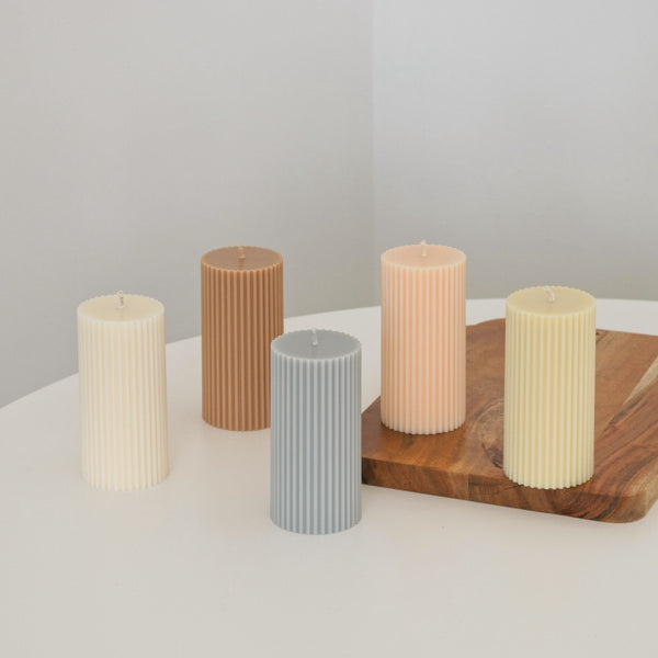 Neutral Ribbed Candles