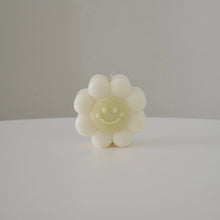 Load image into Gallery viewer, Funky cute smiley face soy candle in sage colour
